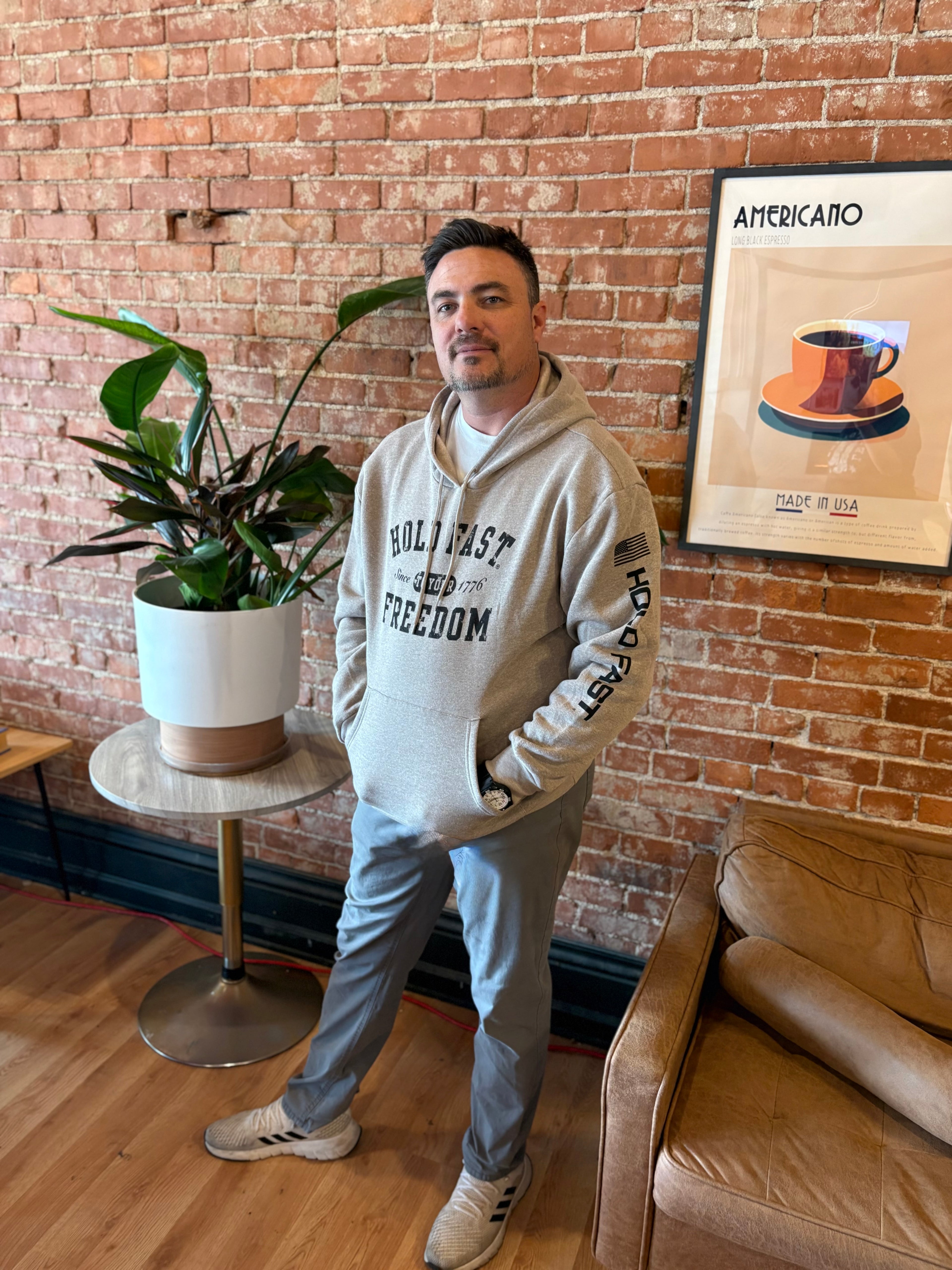 Mens hold fast hoodie  taupe