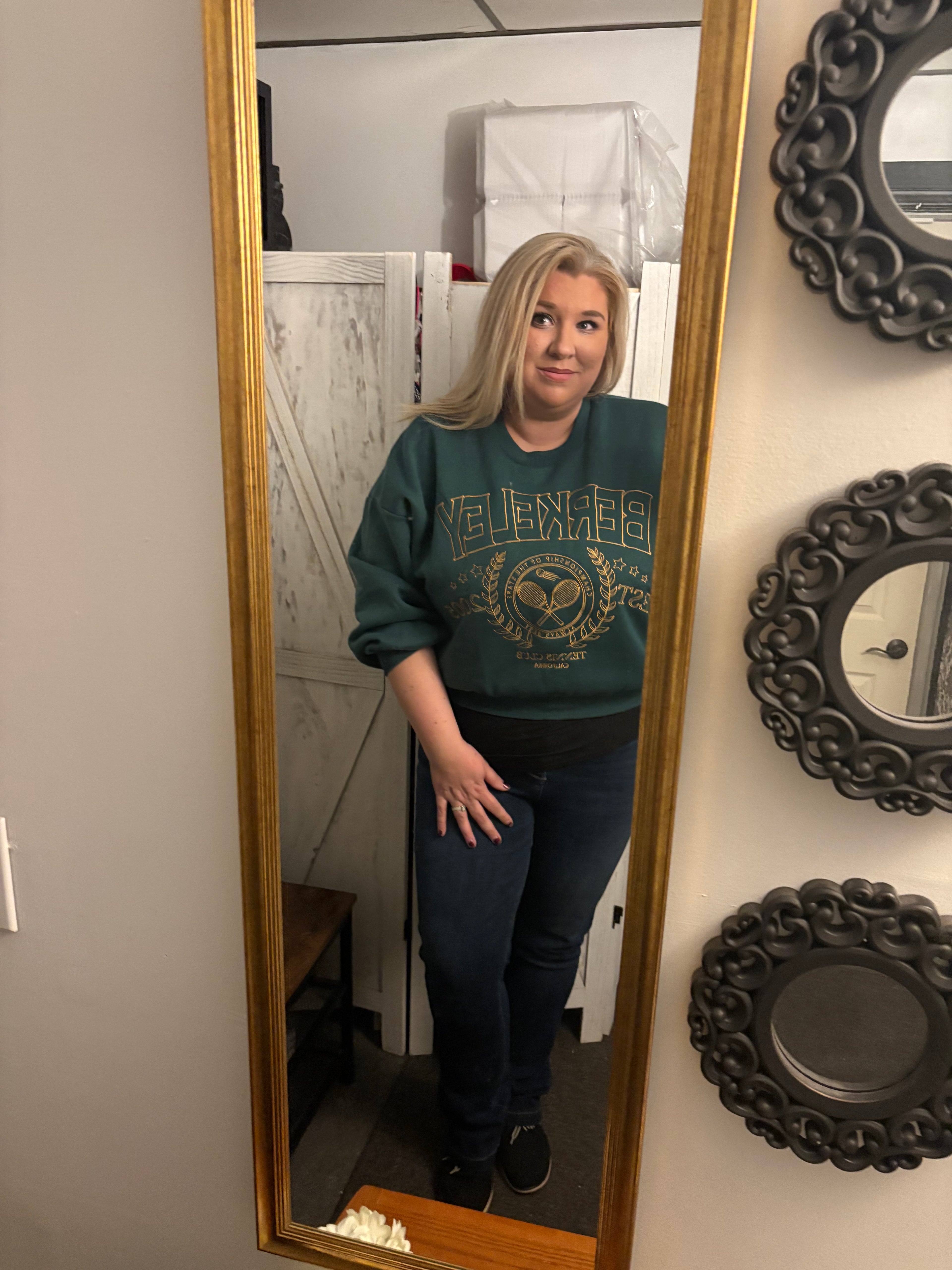 College league crop sweater