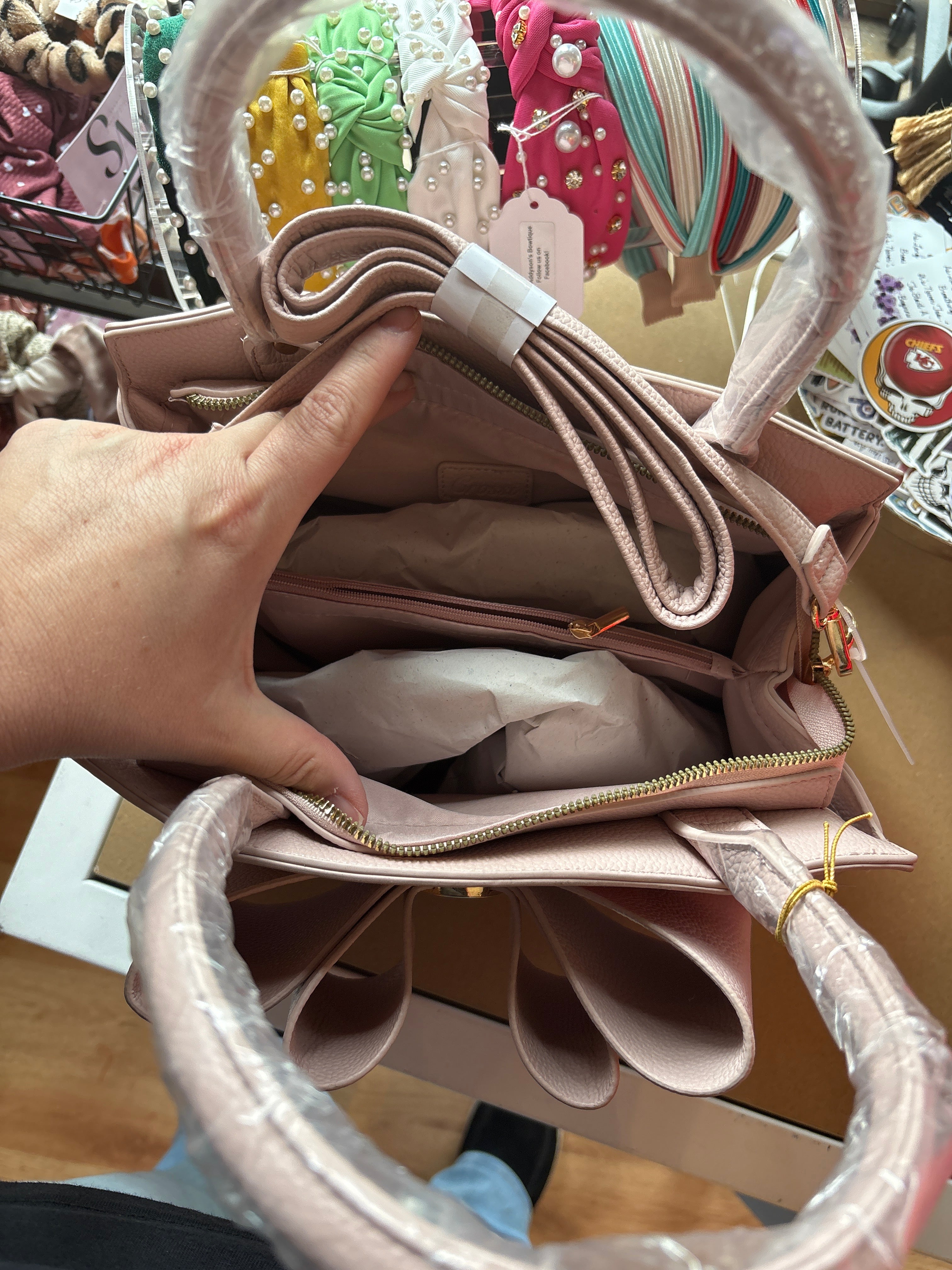 Large pink now purse