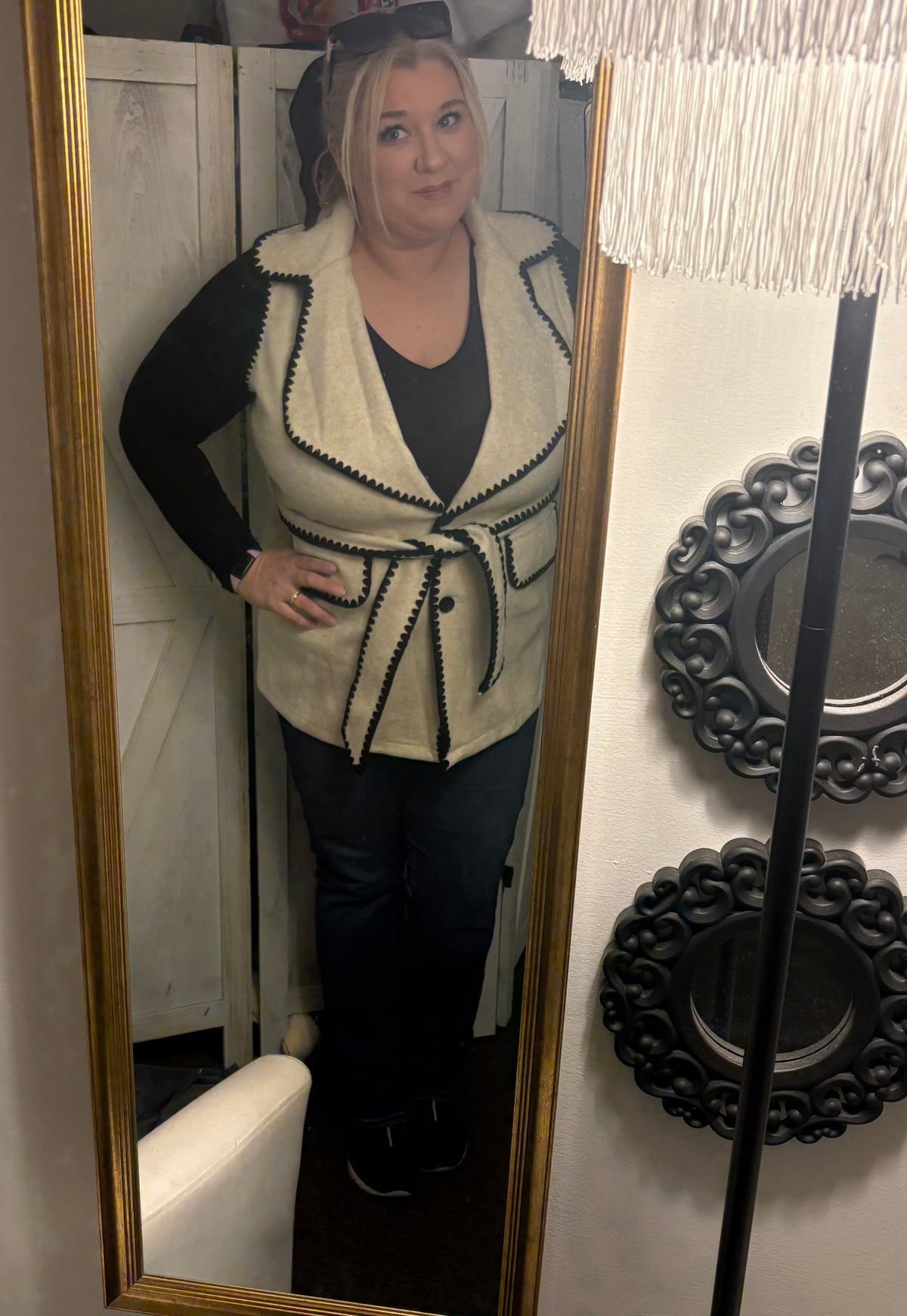 Tie vest sweater