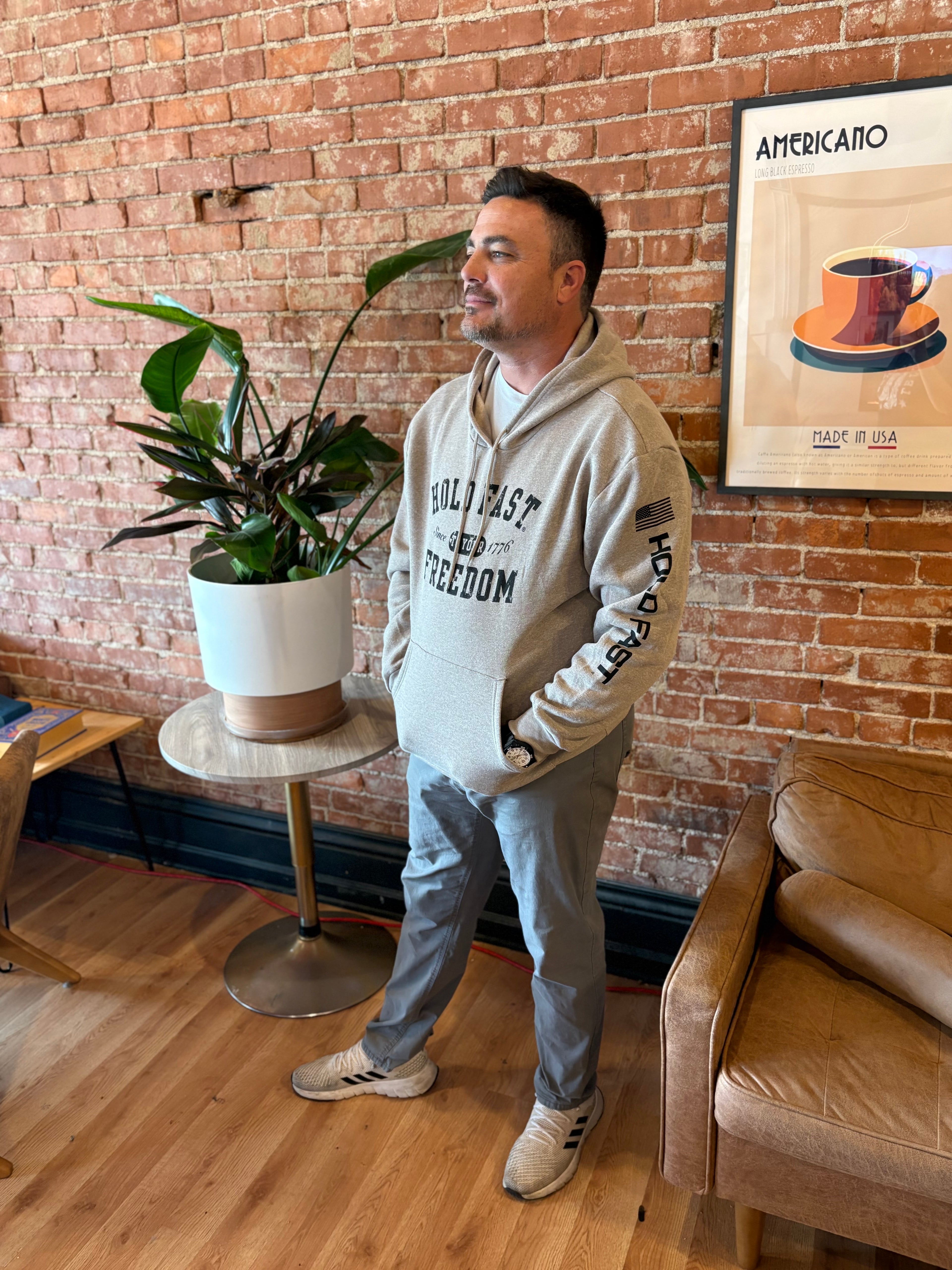 Mens hold fast hoodie  taupe