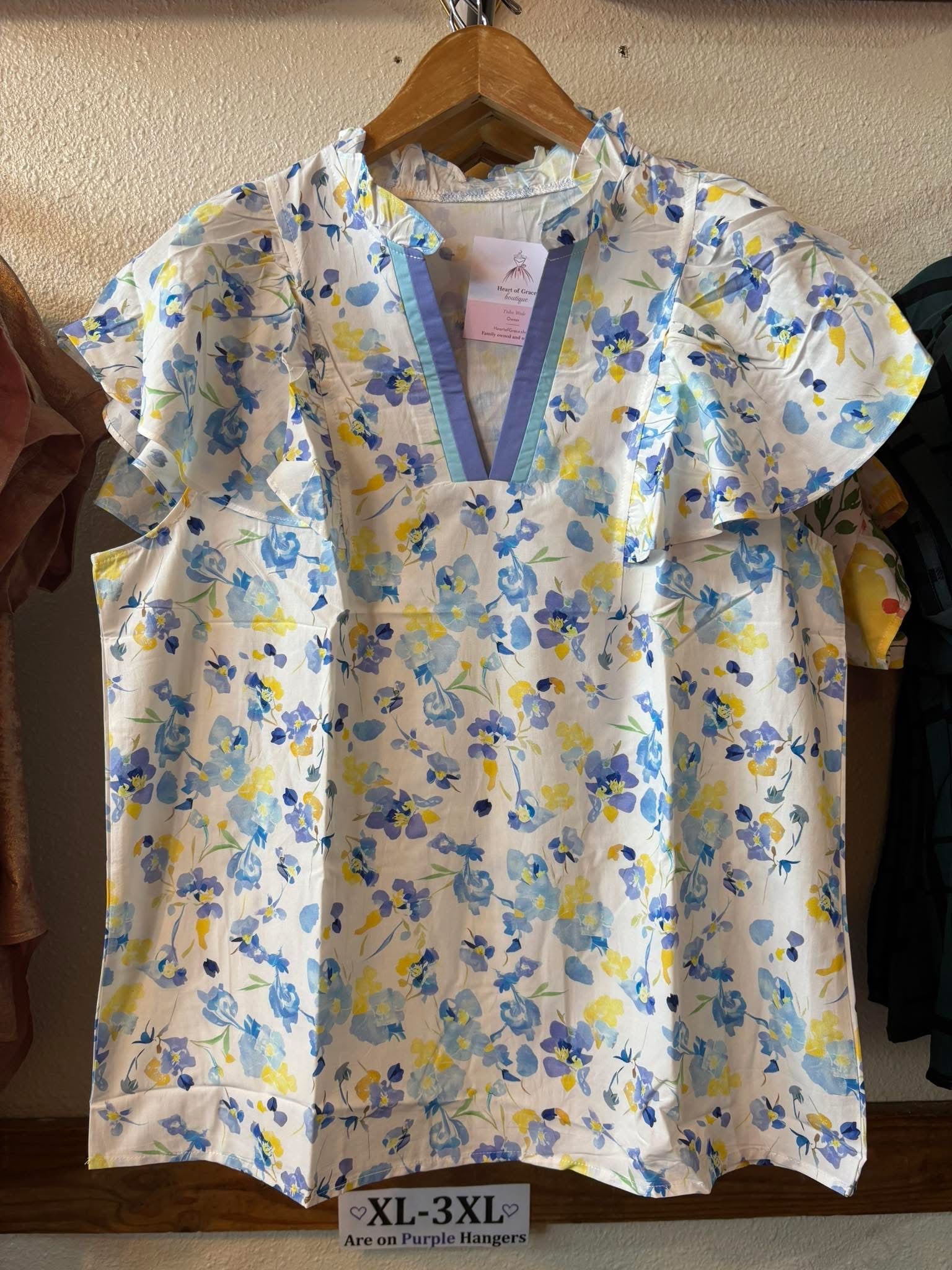 Ditzy blue flower top