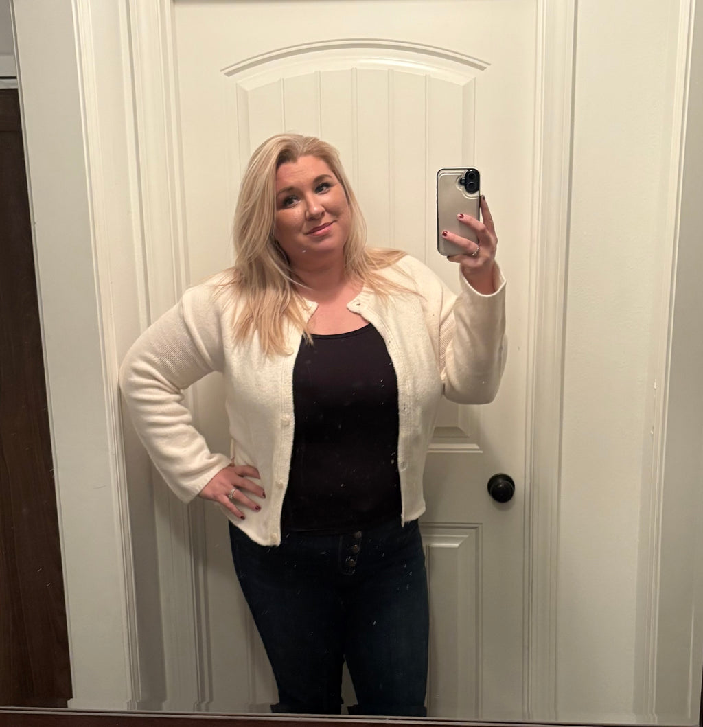 Sasha white button up cardigan sweater