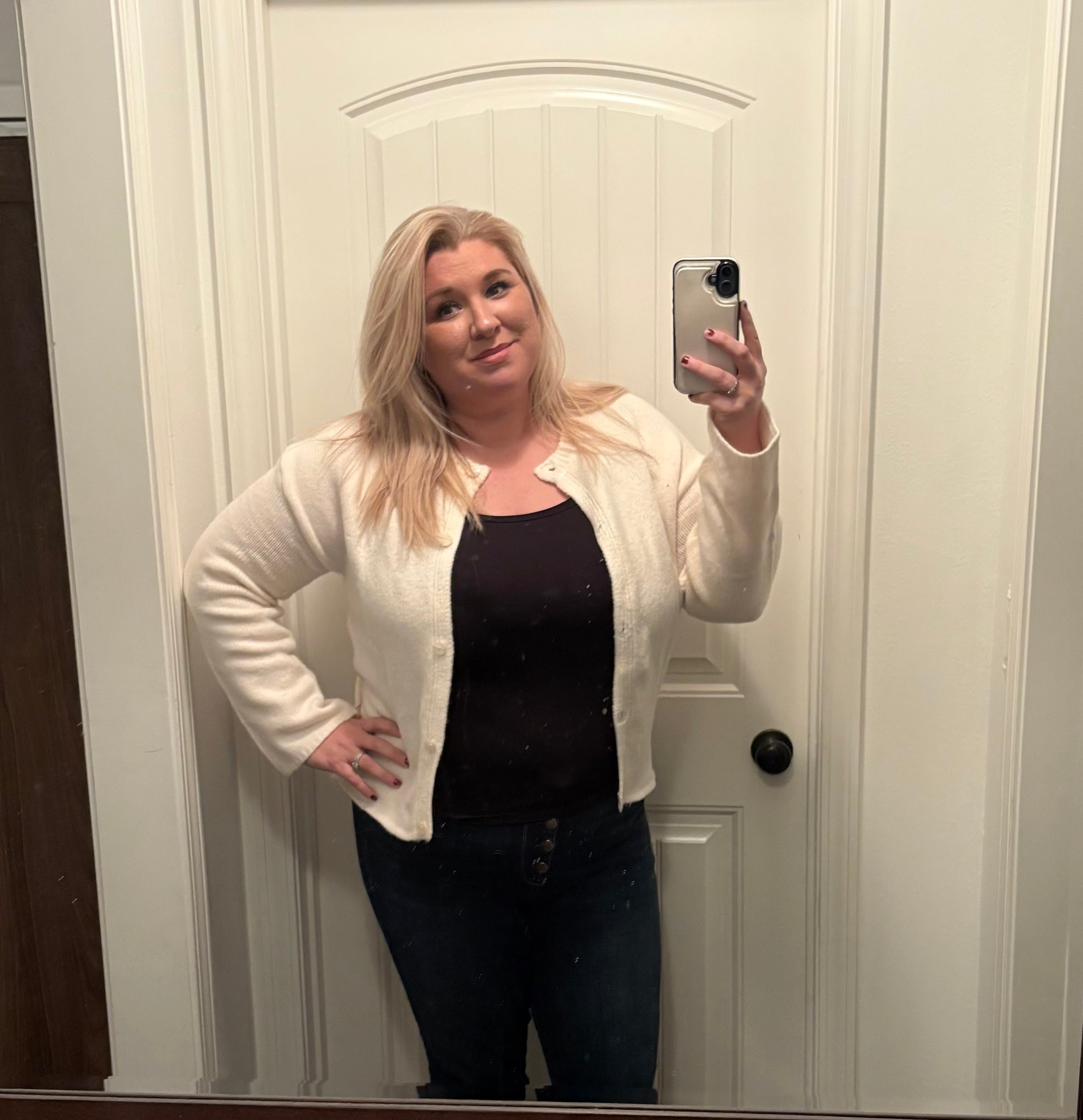 Sasha white button up cardigan sweater