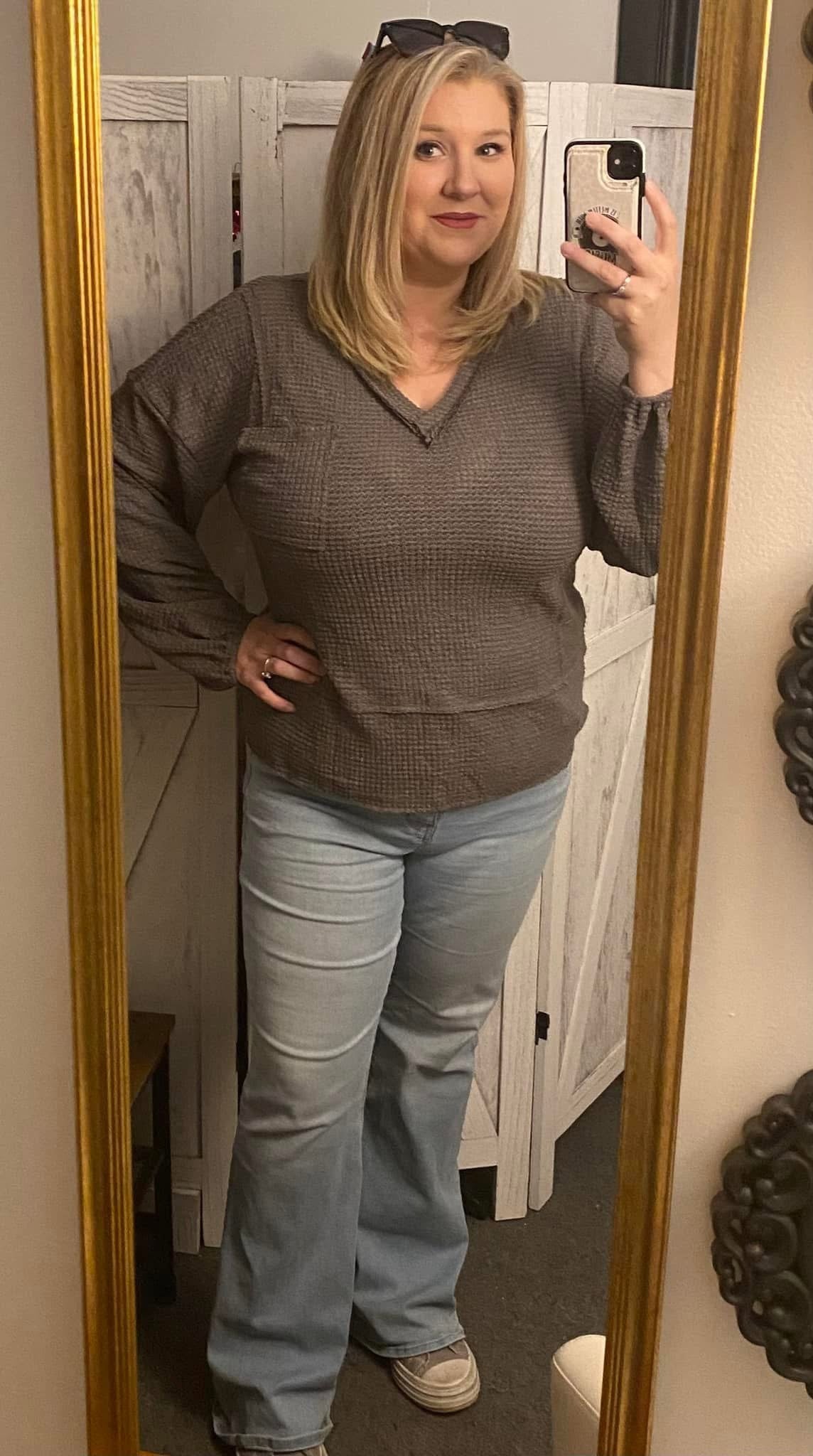 Grey waffle knit
