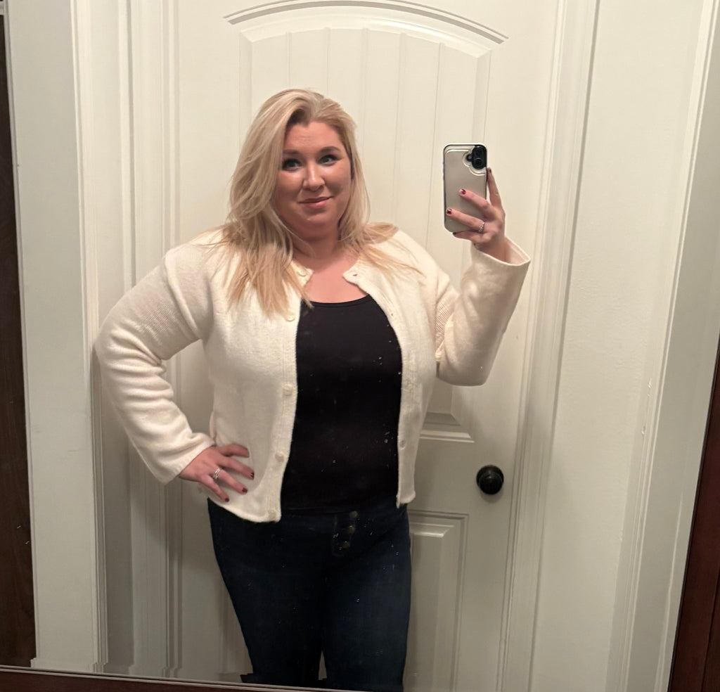 Sasha white button up cardigan sweater