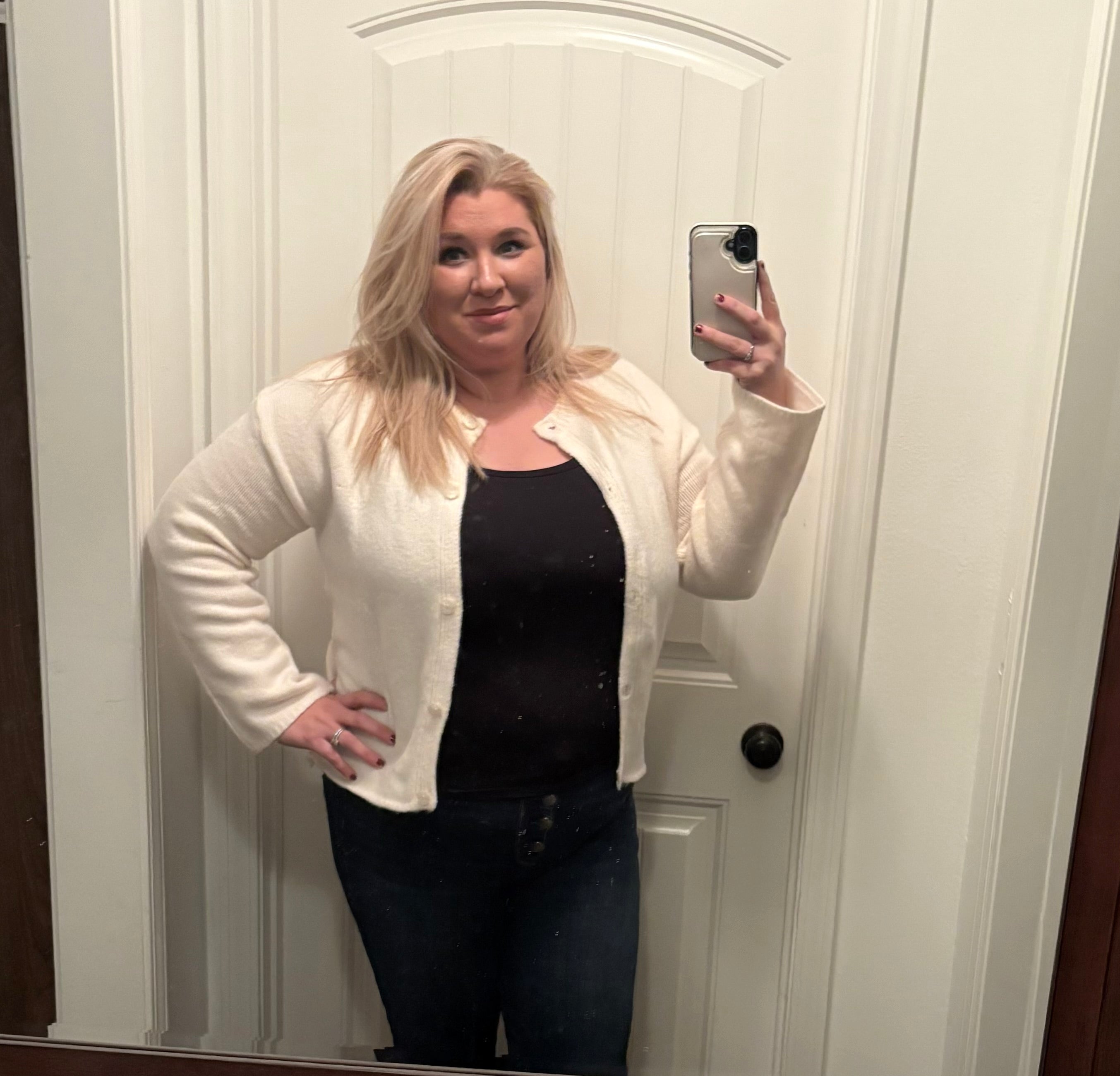 Sasha white button up cardigan sweater