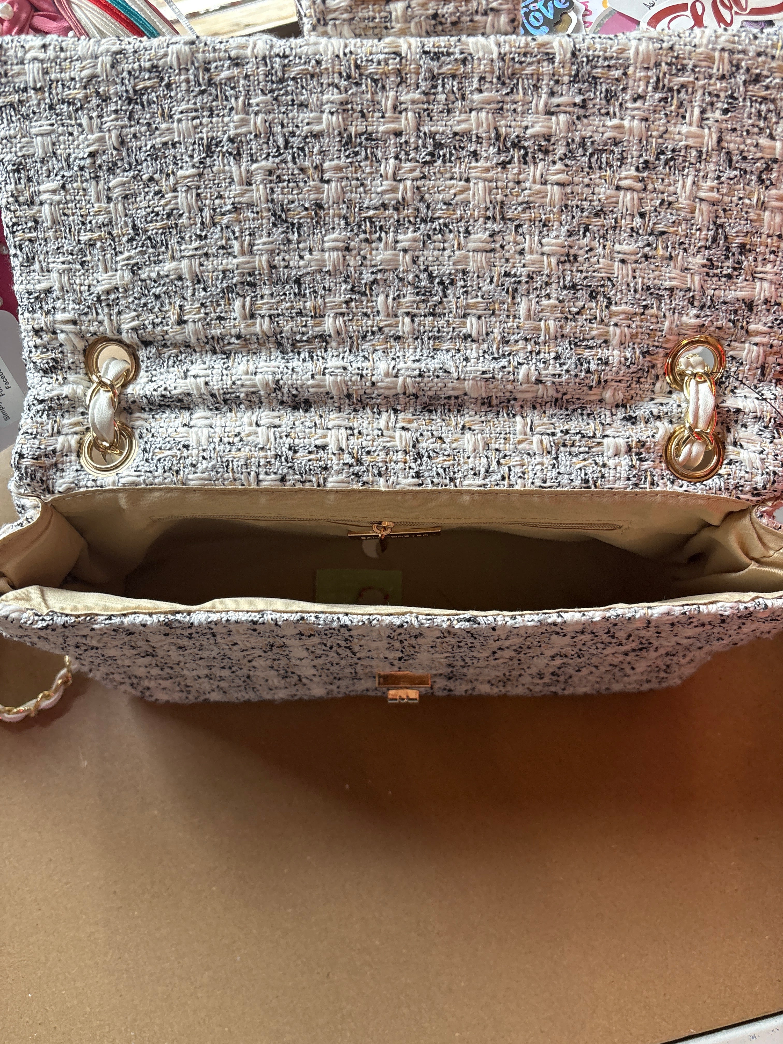 Tweed rope strap purse