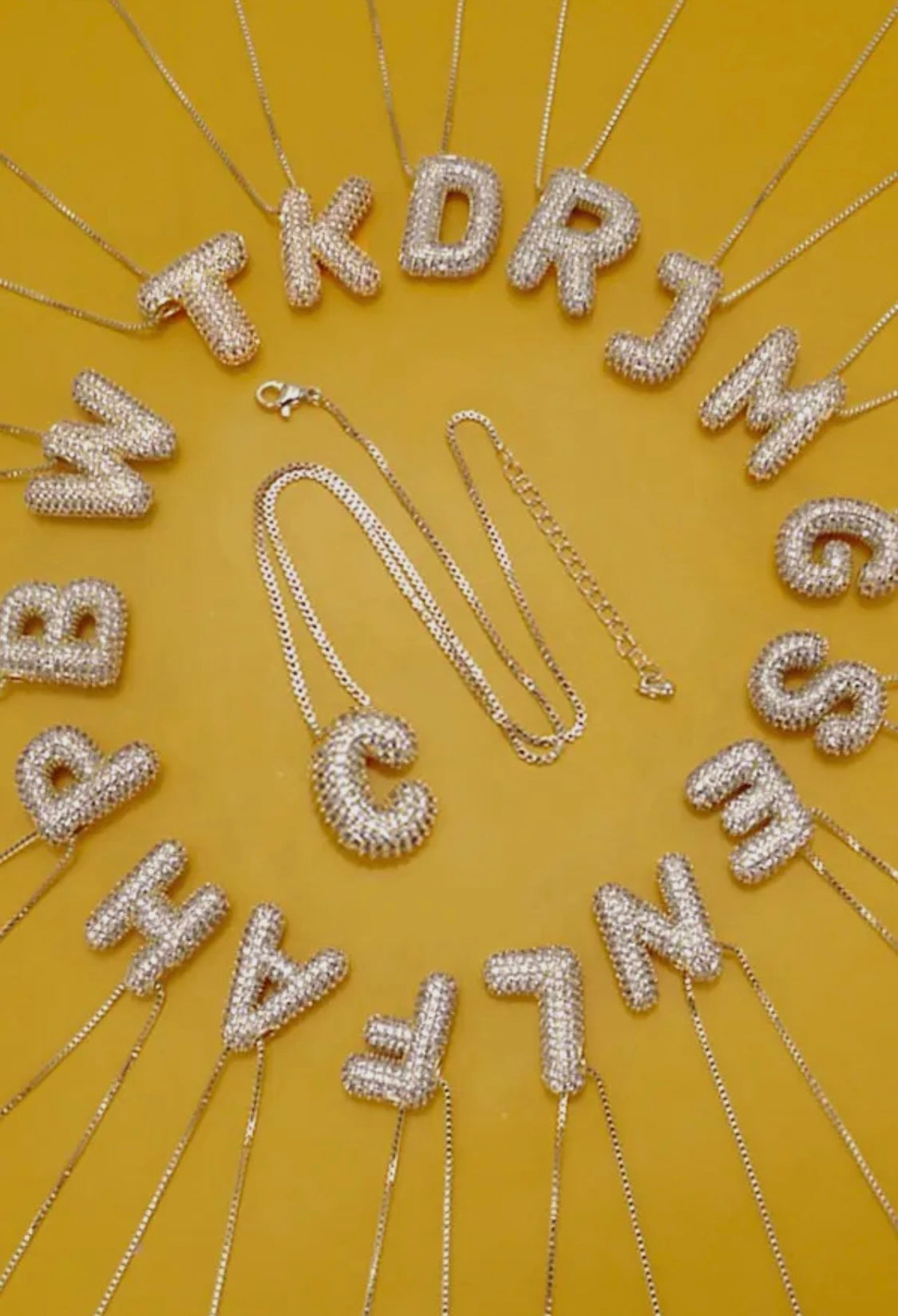 Initial Necklace gold sparkle
