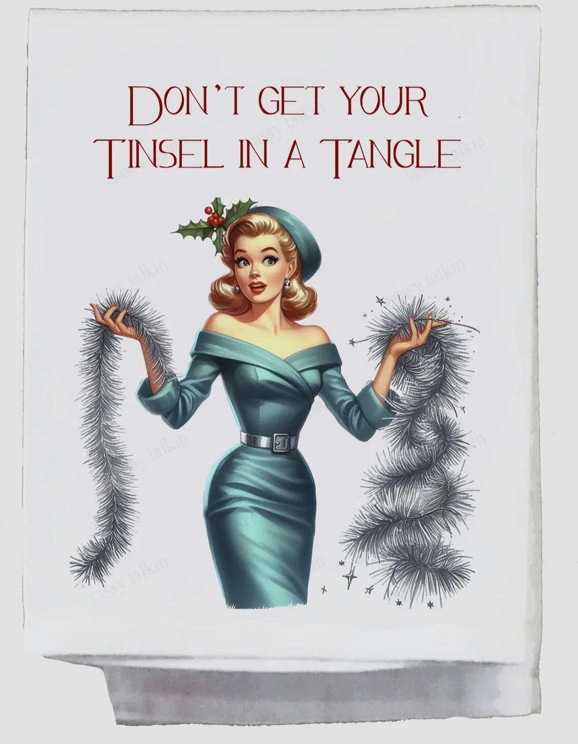 Tinsel tangle dish towel