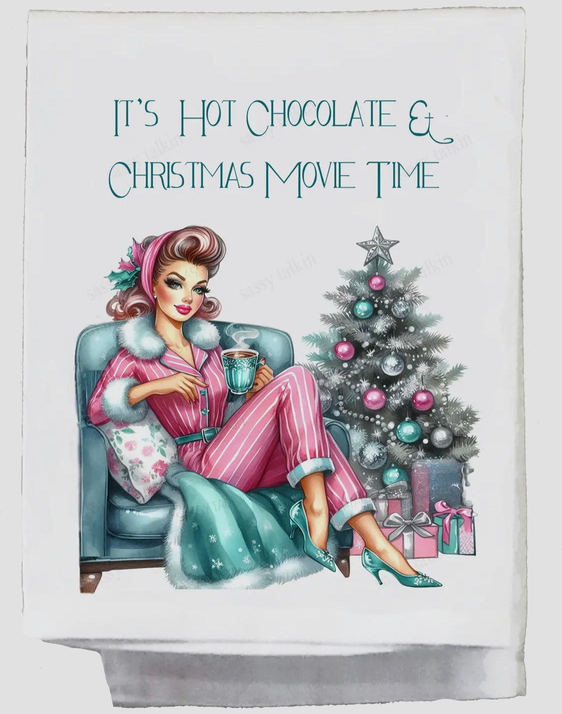 Christmas movie dish towel