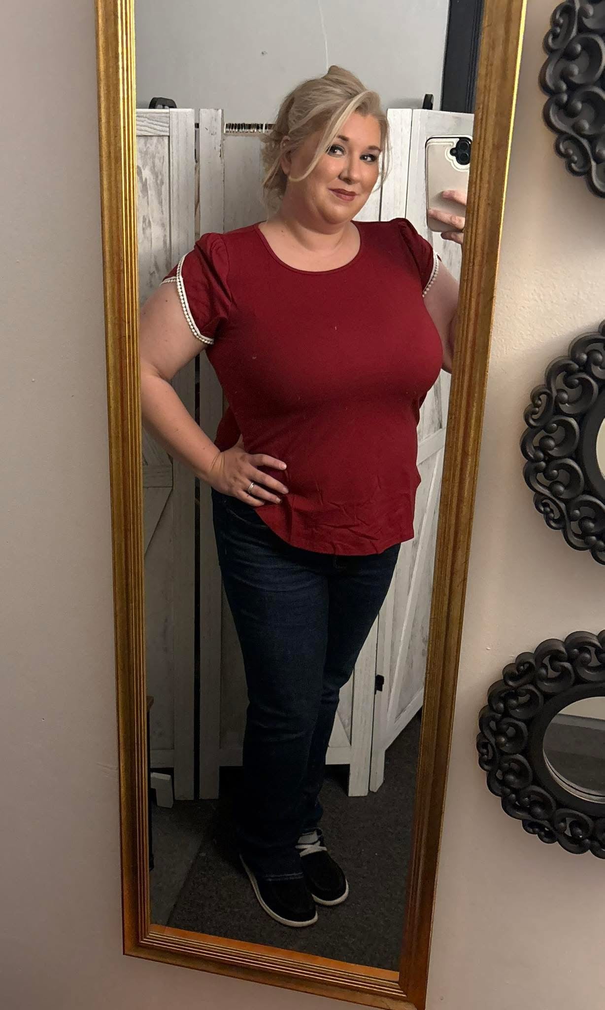 Lace trim sleeve top